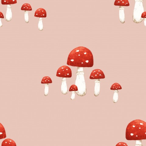 Wasserdichter Stoff Red toadstool mushrooms pink