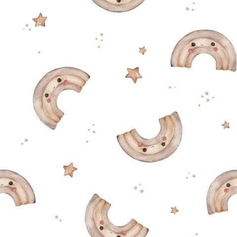  French Terry acquerello arcobaleno e stelle