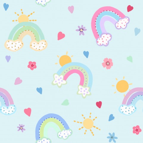  Arcobaleni e cuori in tessuto impermeabile su sfondo blu