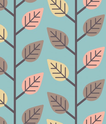 Jersey Retro Leaves on Blue-Green Small