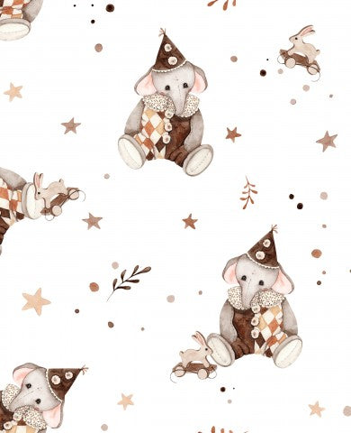 Muslin retro elephant white