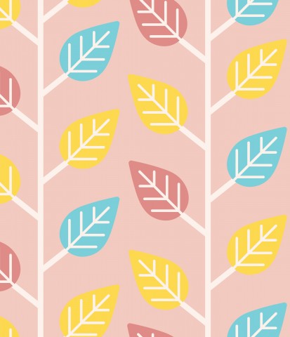 Jersey Retro Pastel Leaves Small