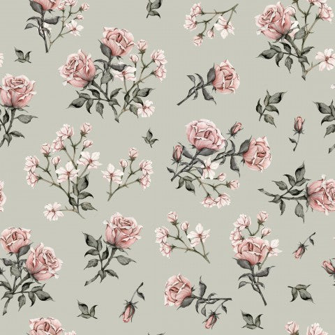 Jersey retro roses green