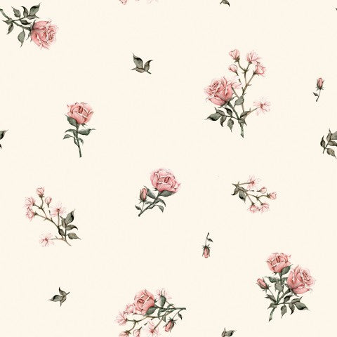 Jersey Retro Roses Cream 2