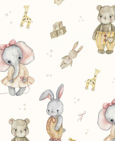 French Terry watercolor animals and toys