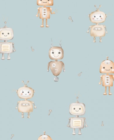 French Terry pattern cute robot