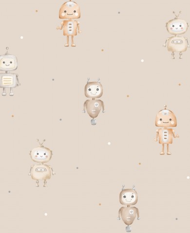 Jersey a pattern of robots on a beige background