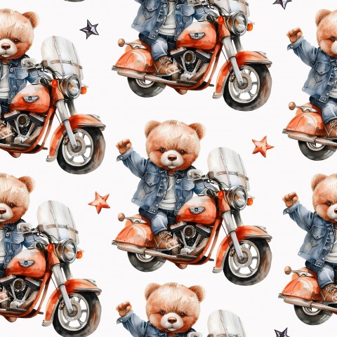 Musselin Rockstar-Teddybär auf dem Motorrad