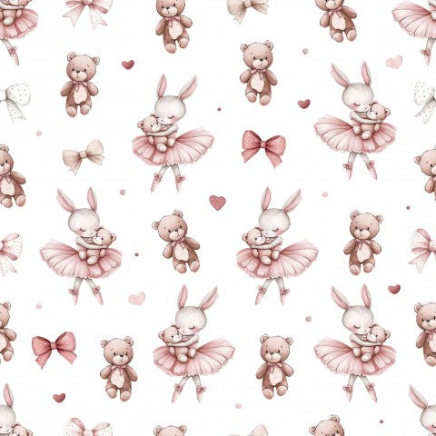 Jersey pink ballerina bows and teddy bear