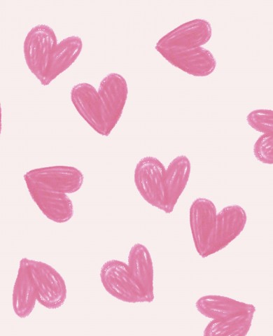 Satin cotton pink hearts on a light pink background
