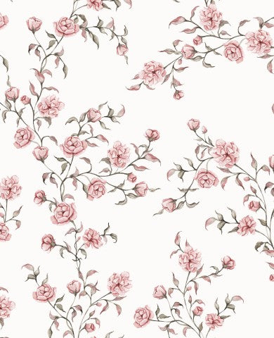 Jersey pink roses in off-white