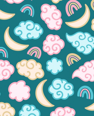 Jersey Pink and Blue Sweet Night on Turquoise