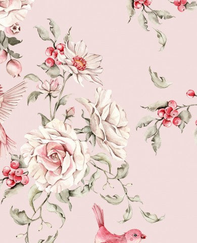 Jersey Pink Birds in Flowers 2 pink