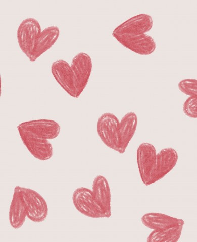 Satin cotton hand-drawn hearts on a beige background