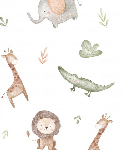 Jersey Safari Animals 30x30cm white