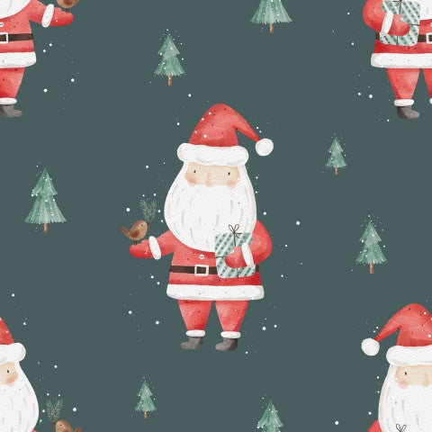 Wasserdichter Stoff Santa and a bird Dark Green