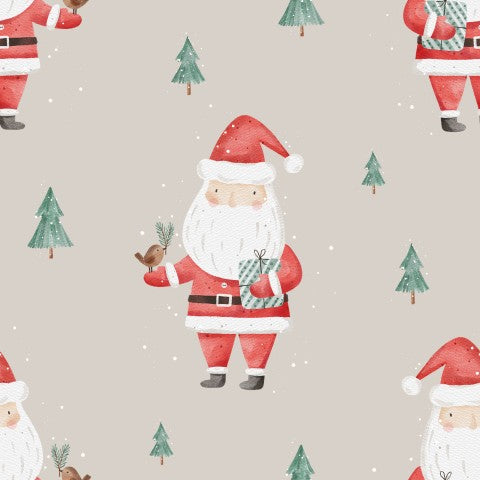 Wasserdichter Stoff Santa and a bird Taupe