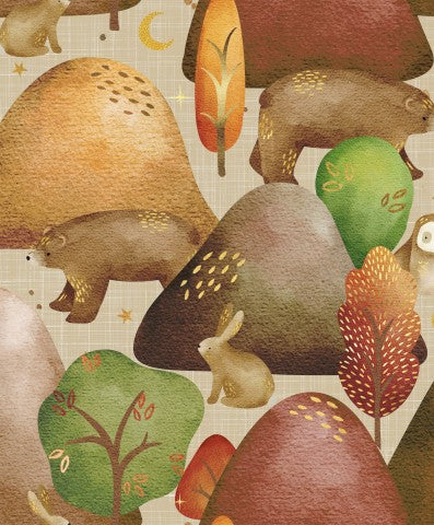 Jersey Scandi Forest Animals Bear Owl Rabbit