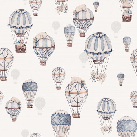 Jersey sheep with blue balloons 20x20 cream