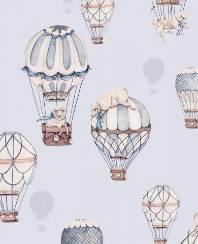 Muslin sheep with blue balloons baby blue