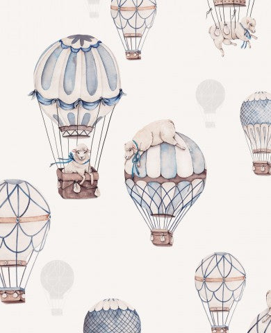 Muslin sheep with blue balloons cream
