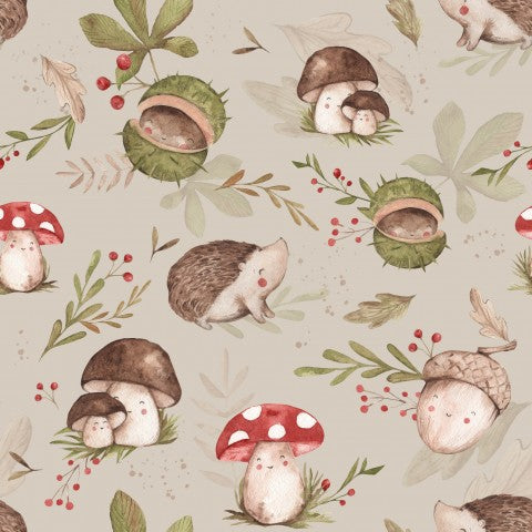 Waterproof fabric Treasures of autumnal green 15x15cm