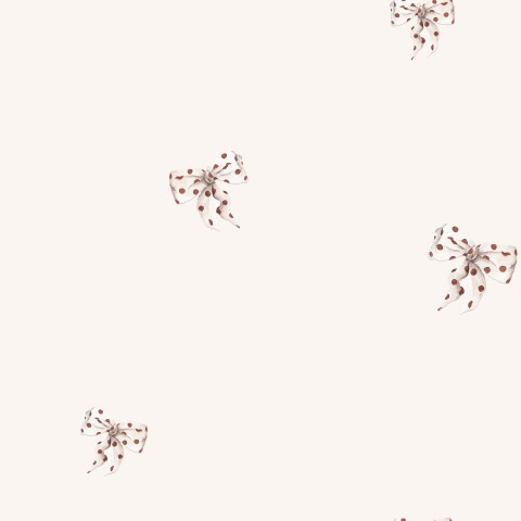  Tessuto impermeabile con motivo a fiocco su sfondo beige