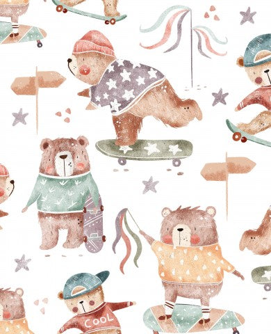 Ours et skateboards mignons en French Terry