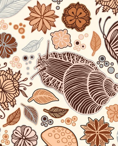 Jersey snails and butterfly on creamy beige