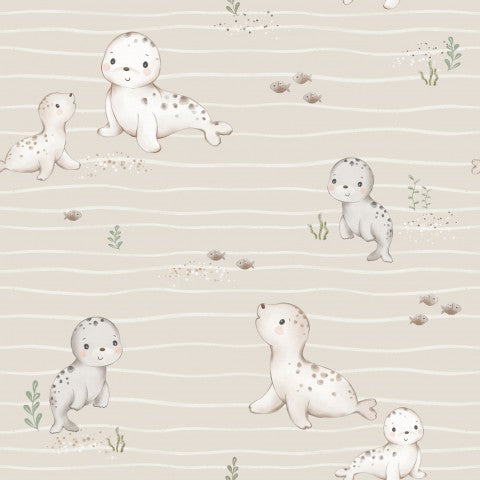 Jersey Seals Ecru Waves 14x14cm
