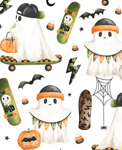 Muslin Skateboarding Ghosts Halloween
