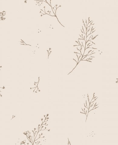 Musselin Skizzenhafte Pflanzen 30x30cm beige