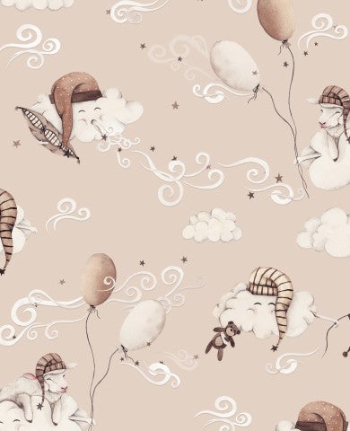 Wasserdichter Stoff Sleepy Clouds beige