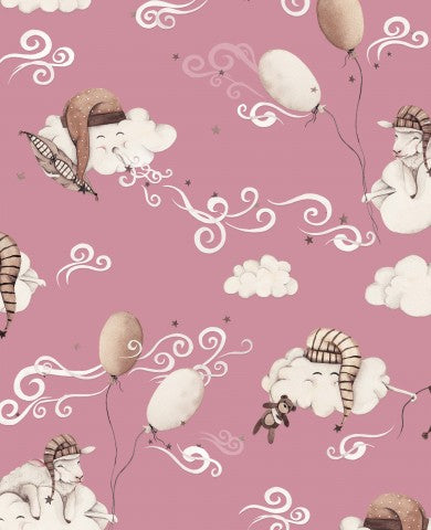 Jersey Sleepy Clouds dark pink