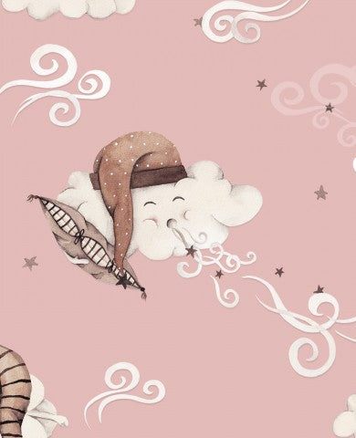 Waterproof fabric Sleepy Clouds light pink large