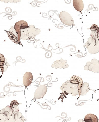 Wasserdichter Stoff Sleepy Clouds hellrosa