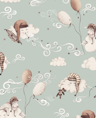Wasserdichter Stoff Sleepy Clouds Minze