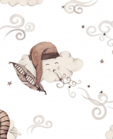 Wasserdichter Stoff Sleepy Clouds weiß groß