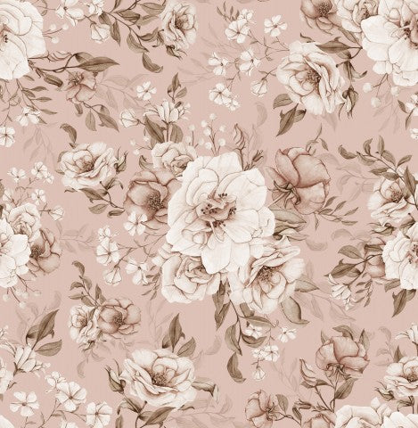 Jersey Summer Flowers Sepia Pink
