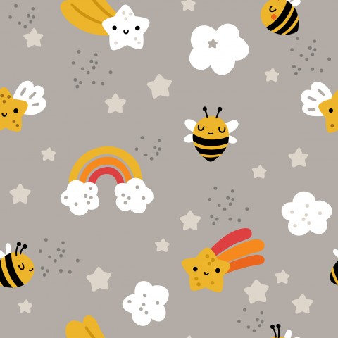 Jersey Summer Rainbow Cute Bee Grey