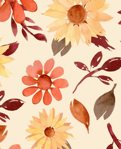 Rib Jersey ein Aquarellmuster mit Blumen und Blättern