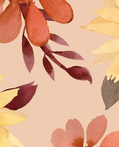 Muslin watercolor flowers on a beige background