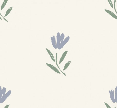 Wasserdichter Stoff Spring Painted Boho Flowers Blue