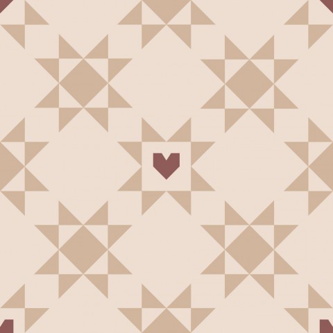 Wasserdichter Stoff Star and Heart Patchwork Quilt Beige