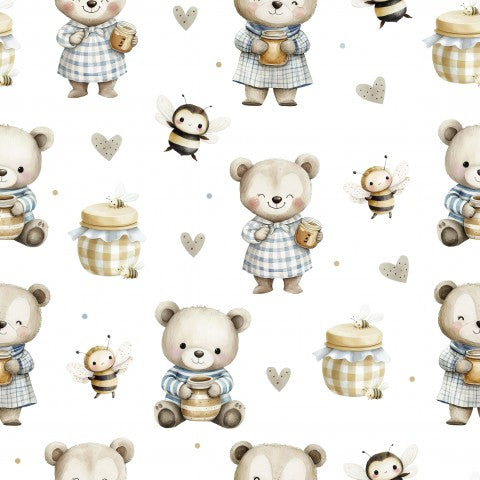 Rib Jersey süßen Teddybären und Bienen