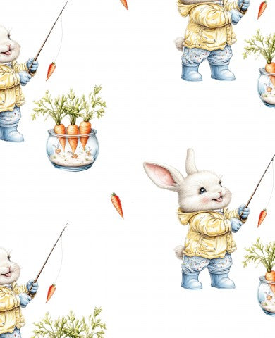 Wasserdichter Stoff Süßer kleiner Hase mit Karotte