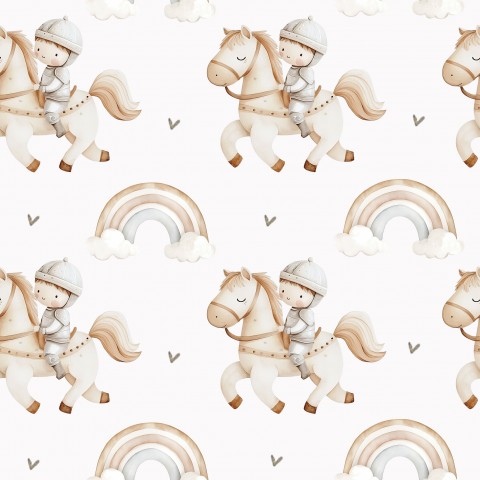 Satin de coton un chevalier à cheval