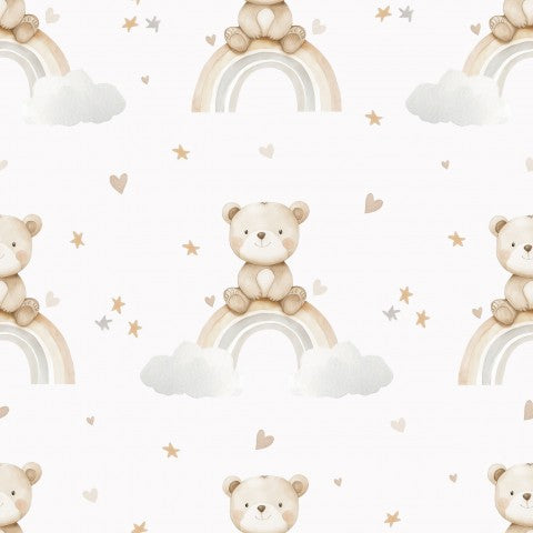Wasserdichter Stoff Süßer Teddybär mit Regenbogen