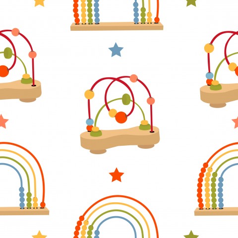 French Terry colorful toys on a white background