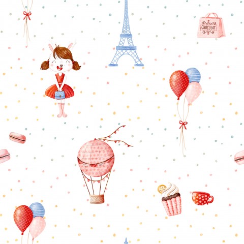 Satin cotton Paris and the Eiffel Tower